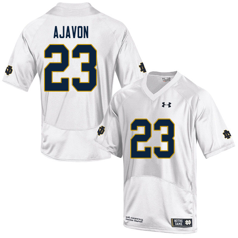 Men's NCAA Notre Dame Fighting Irish #23 Litchfield Ajavon Stitched College Under Armour Authentic White Football Jersey QU10C40PE